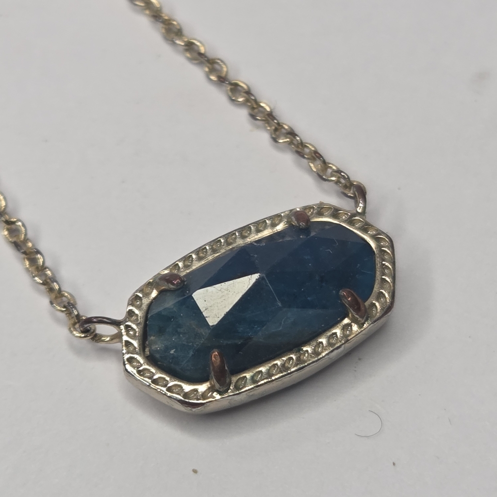 Kendra Scott Gold Tone Blue Faceted Pendant Necklace 15in